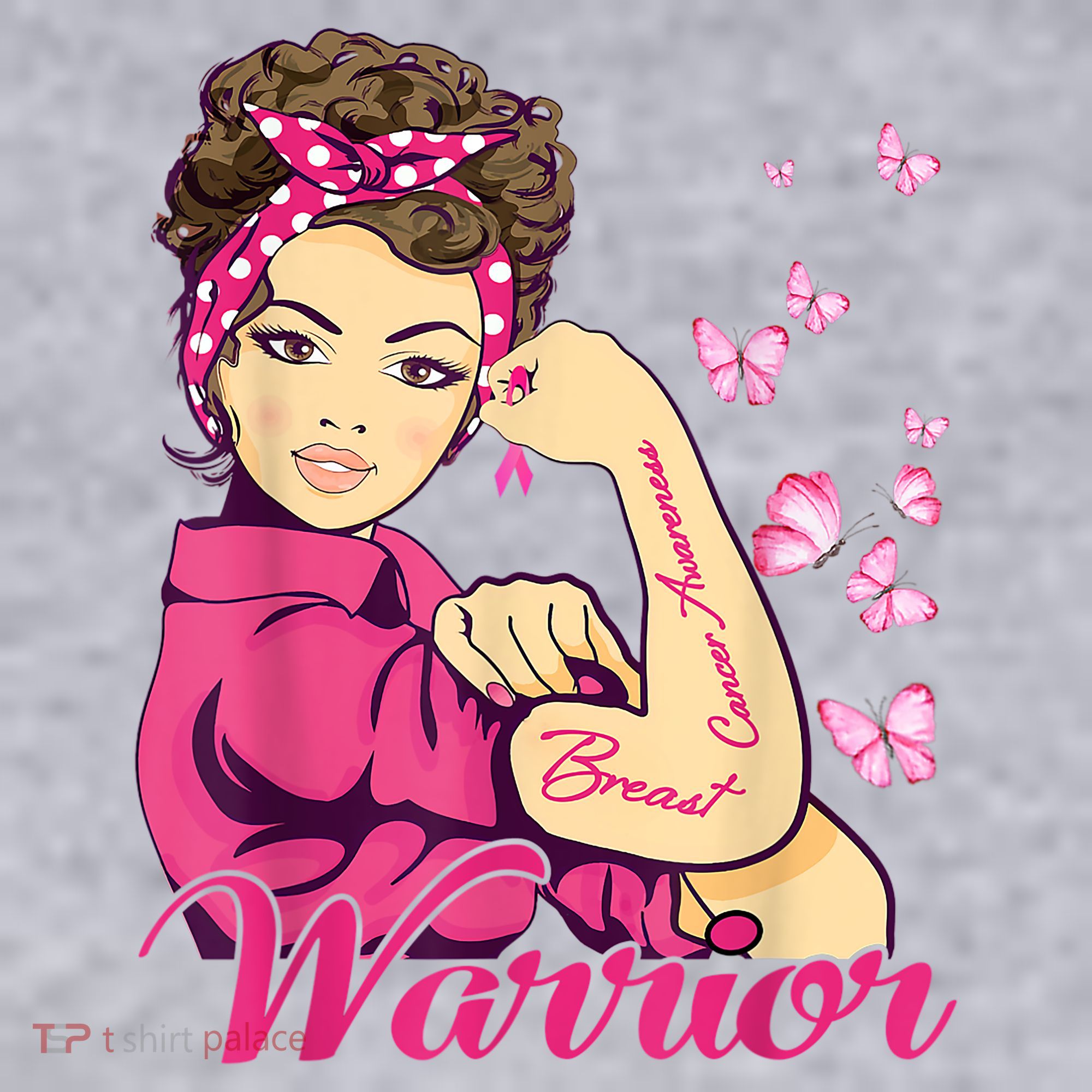 Breast Cancer Warrior Rosie Riveter Pink Ribbon Unbreakable Women's Racerback Cropped Tank