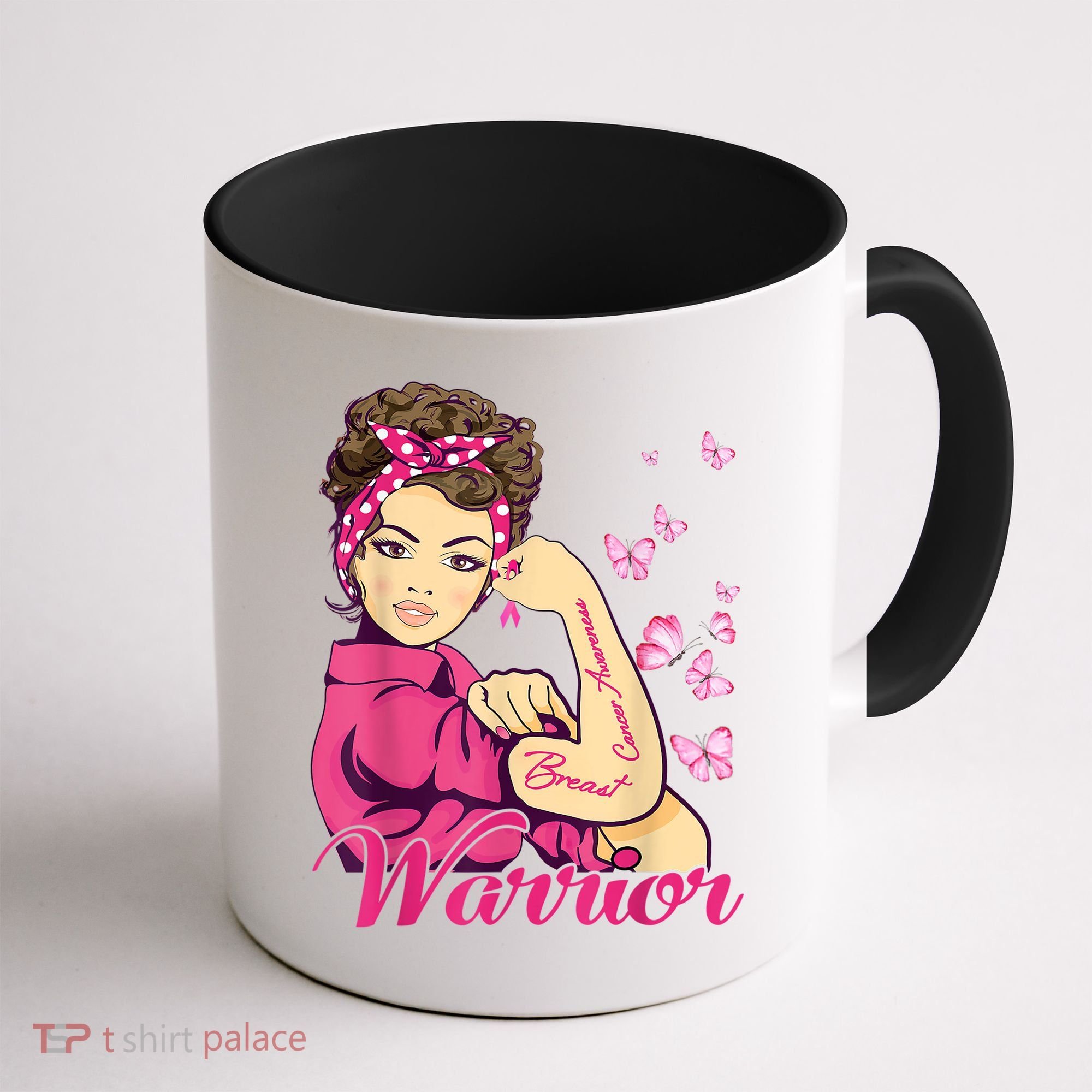 Breast Cancer Warrior Rosie Riveter Pink Ribbon Unbreakable Coffee Mug