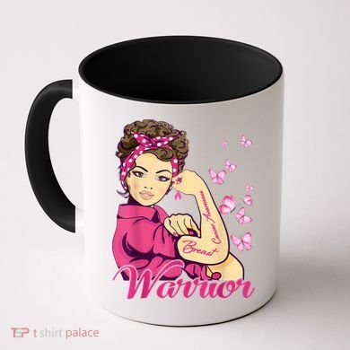 Breast Cancer Warrior Rosie Riveter Pink Ribbon Unbreakable Coffee Mug