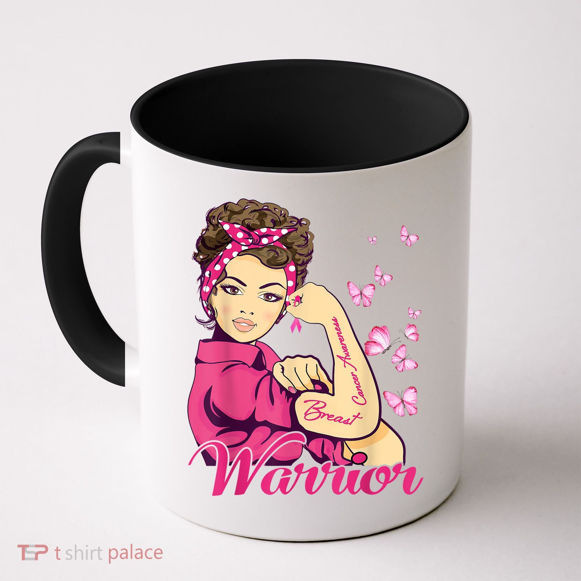 Breast Cancer Warrior Rosie Riveter Pink Ribbon Unbreakable Coffee Mug