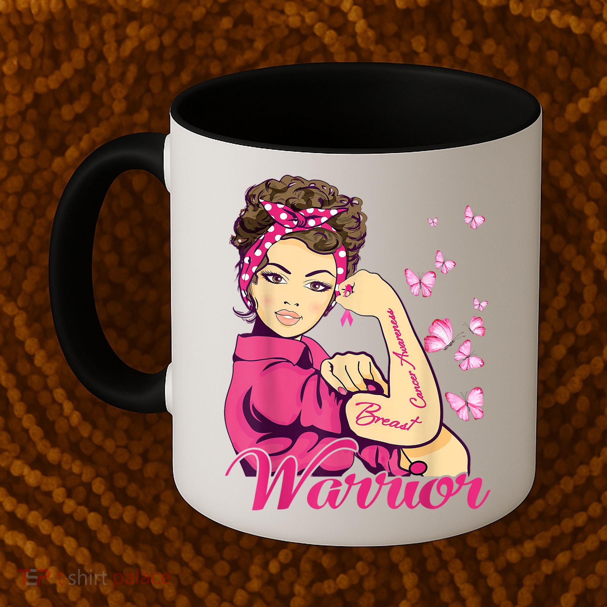 Breast Cancer Warrior Rosie Riveter Pink Ribbon Unbreakable Coffee Mug