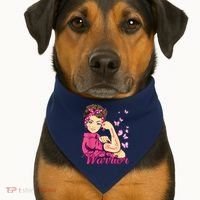 Breast Cancer Warrior Rosie Riveter Pink Ribbon Unbreakable USA-Made Doggie Bandana thumb 1