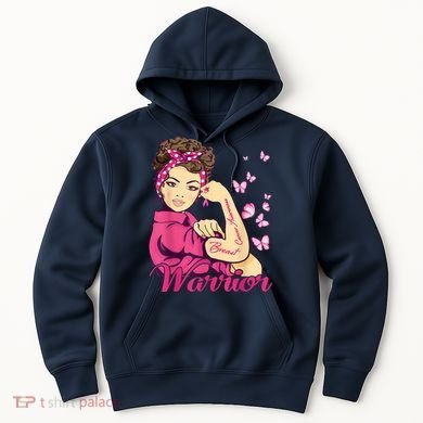 Breast Cancer Warrior Rosie Riveter Pink Ribbon Unbreakable Hoodie