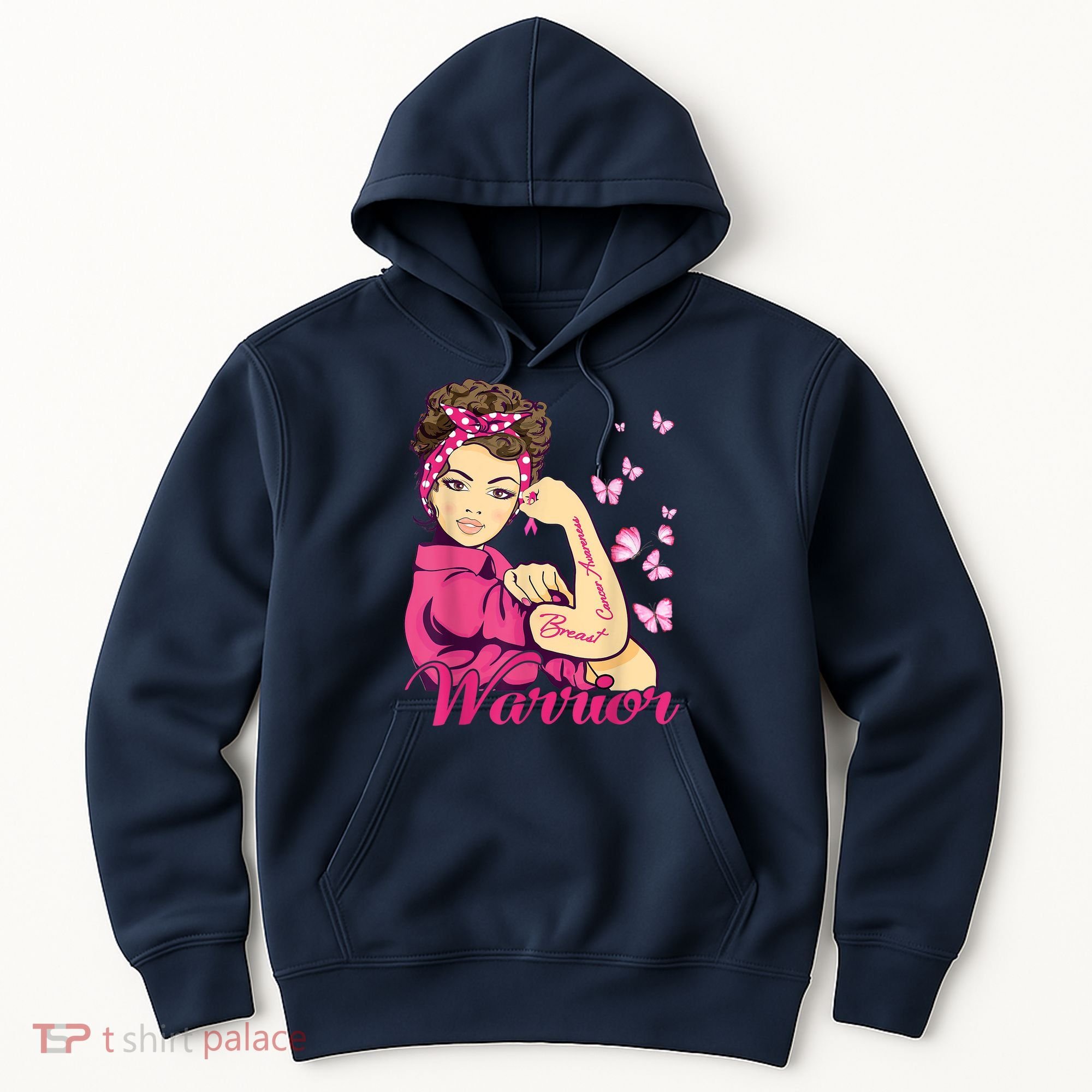Breast Cancer Warrior Rosie Riveter Pink Ribbon Unbreakable Hoodie
