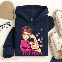 Breast Cancer Warrior Rosie Riveter Pink Ribbon Unbreakable Hoodie thumb 4