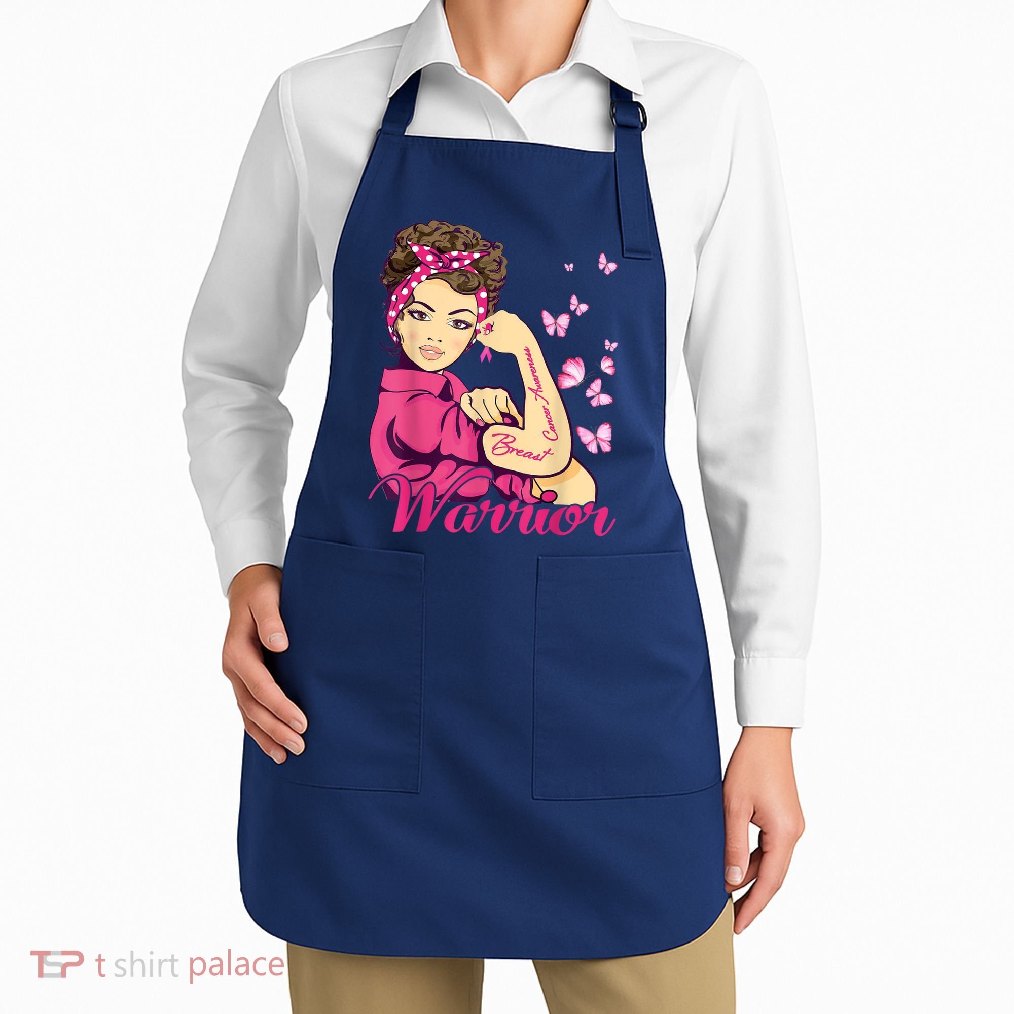 Breast Cancer Warrior Rosie Riveter Pink Ribbon Unbreakable Apron