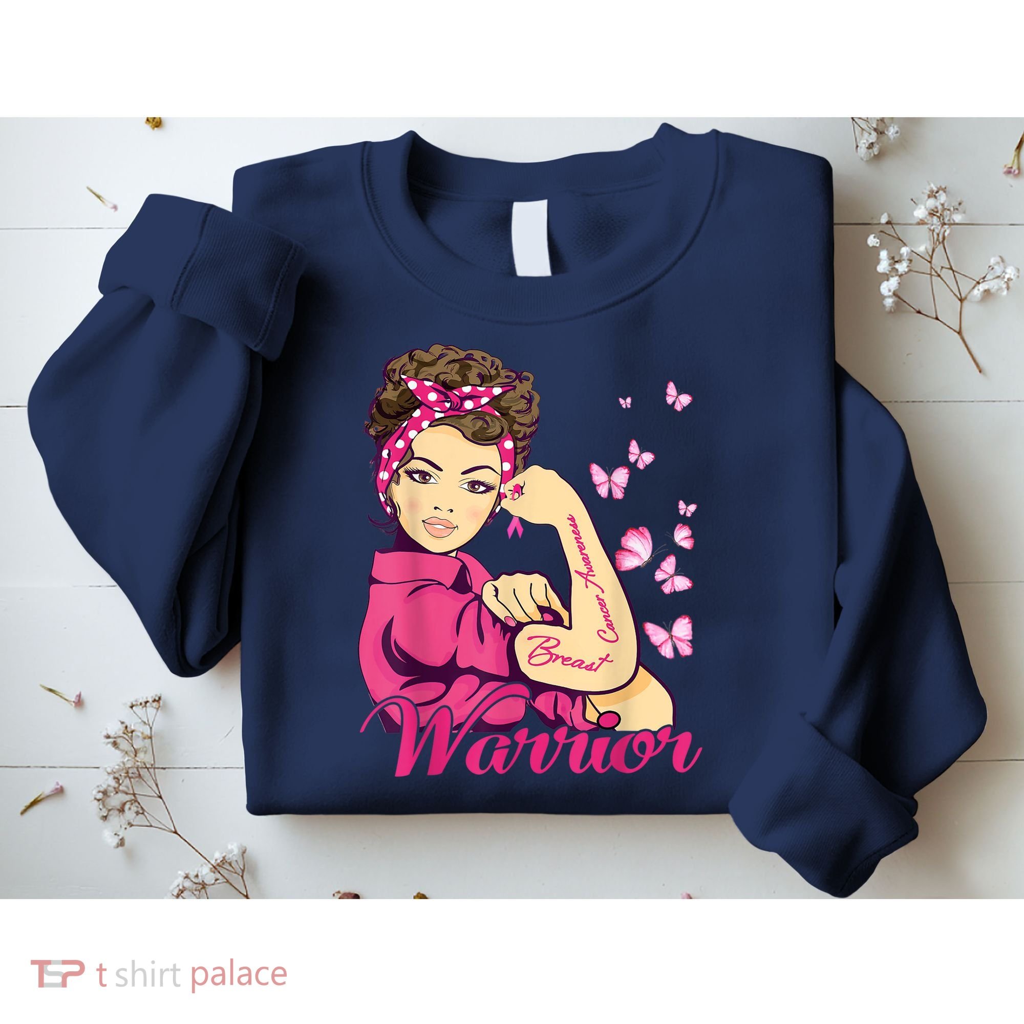 Breast Cancer Warrior Rosie Riveter Pink Ribbon Unbreakable Sweatshirt