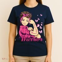 Breast Cancer Warrior Rosie Riveter Pink Ribbon Unbreakable T-Shirt thumb 4