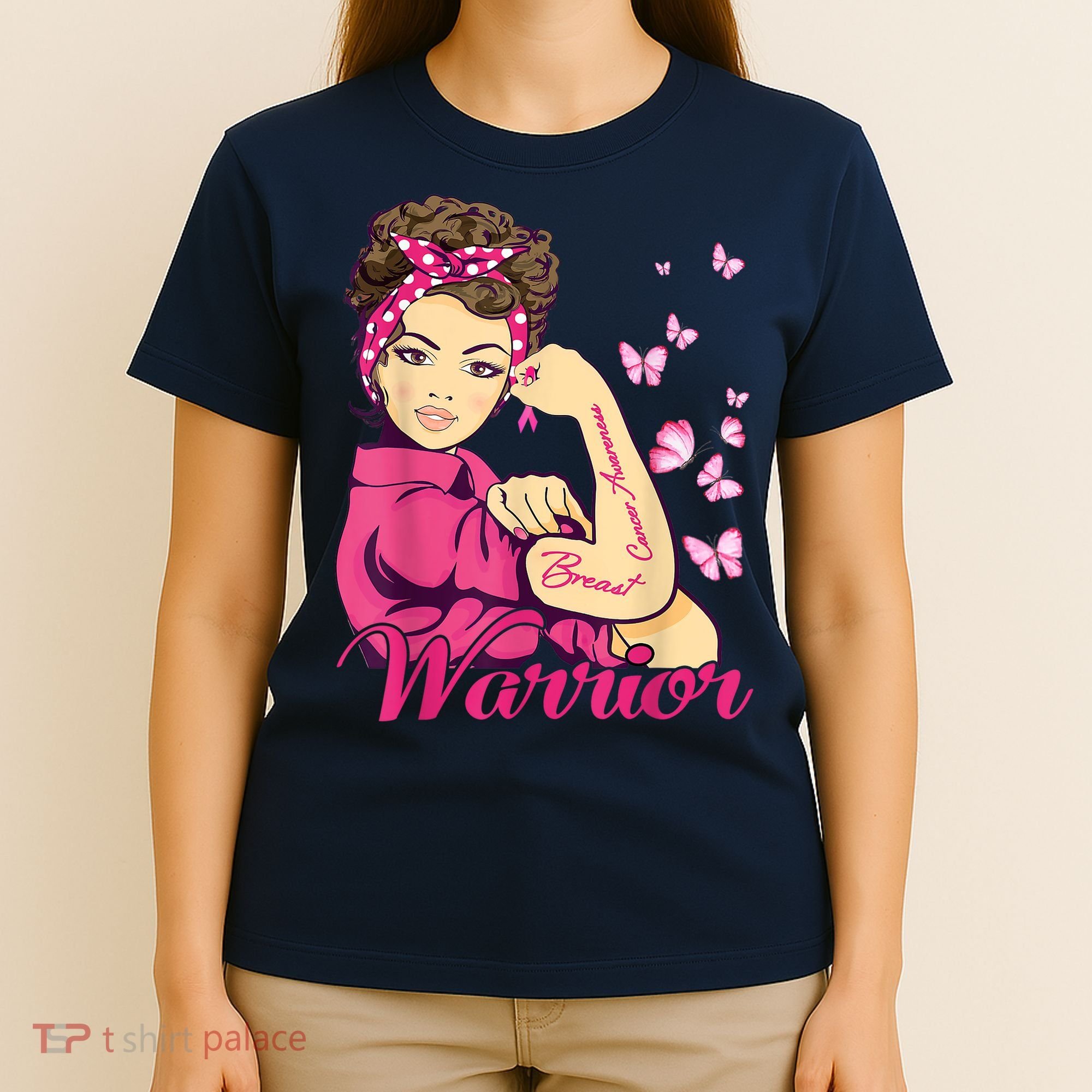Breast Cancer Warrior Rosie Riveter Pink Ribbon Unbreakable T-Shirt