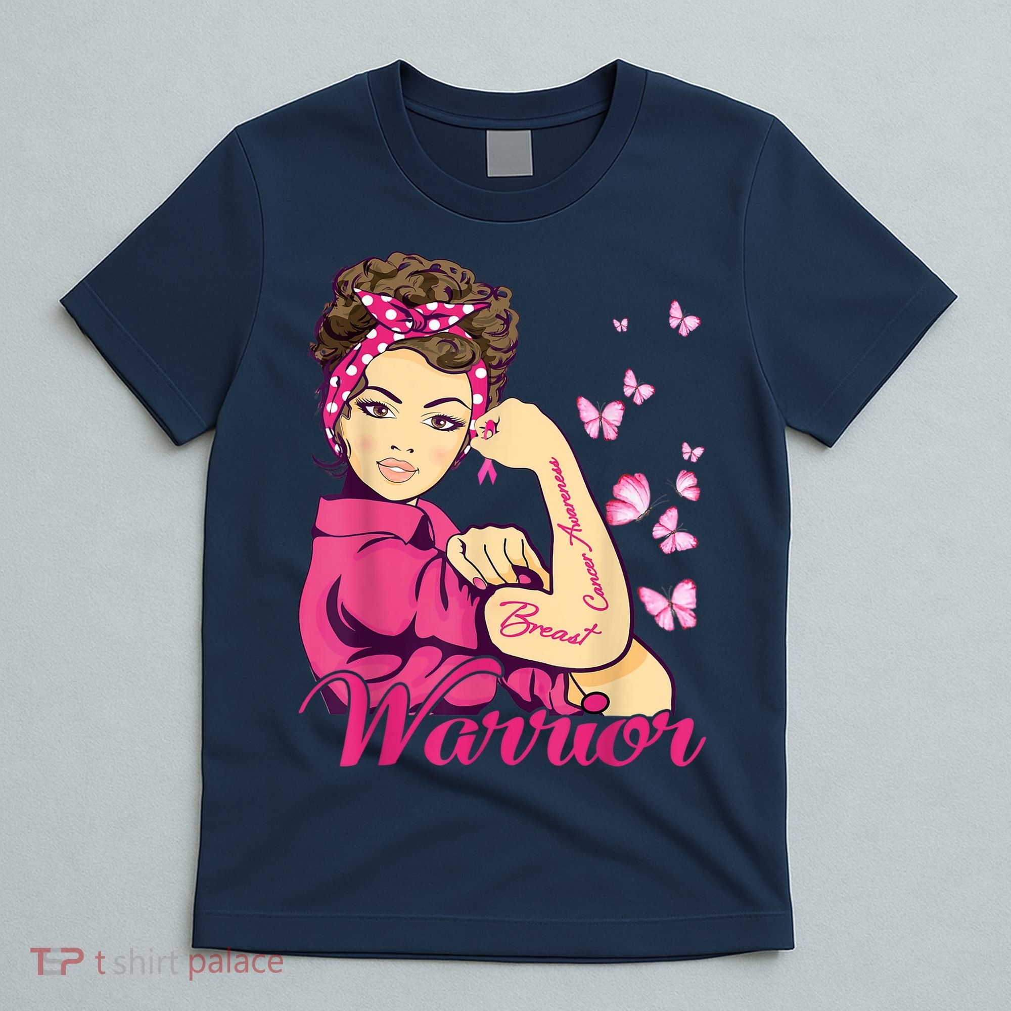 Breast Cancer Warrior Rosie Riveter Pink Ribbon Unbreakable T-Shirt