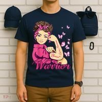 Breast Cancer Warrior Rosie Riveter Pink Ribbon Unbreakable T-Shirt thumb 6