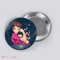 Breast Cancer Warrior Rosie Riveter Pink Ribbon Unbreakable Button thumb 0