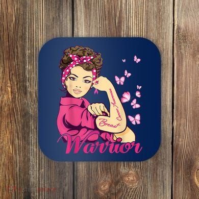 Breast Cancer Warrior Rosie Riveter Pink Ribbon Unbreakable Coaster