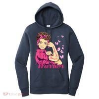 Breast Cancer Warrior Rosie Riveter Pink Ribbon Unbreakable Women's Hoodie thumb 0