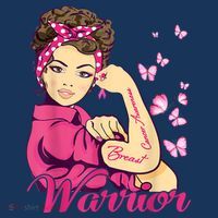 Breast Cancer Warrior Rosie Riveter Pink Ribbon Unbreakable Pom Pom 12in Knit Beanie thumb 2