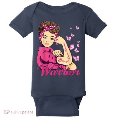 Breast Cancer Warrior Rosie Riveter Pink Ribbon Unbreakable Baby Bodysuit