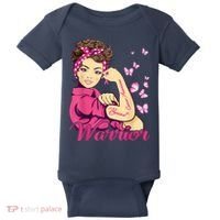 Breast Cancer Warrior Rosie Riveter Pink Ribbon Unbreakable Baby Bodysuit thumb 0