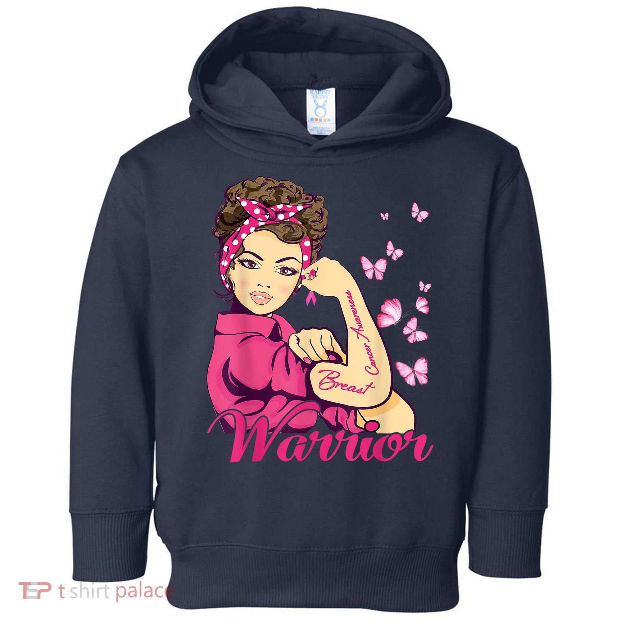 Breast Cancer Warrior Rosie Riveter Pink Ribbon Unbreakable Toddler Hoodie