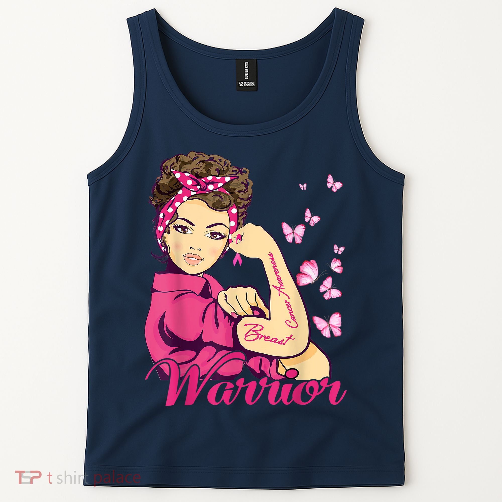 Breast Cancer Warrior Rosie Riveter Pink Ribbon Unbreakable Tank Top