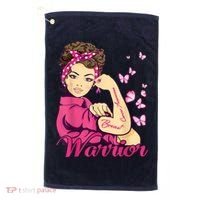Breast Cancer Warrior Rosie Riveter Pink Ribbon Unbreakable Golf Towel thumb 0