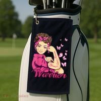 Breast Cancer Warrior Rosie Riveter Pink Ribbon Unbreakable Golf Towel thumb 2