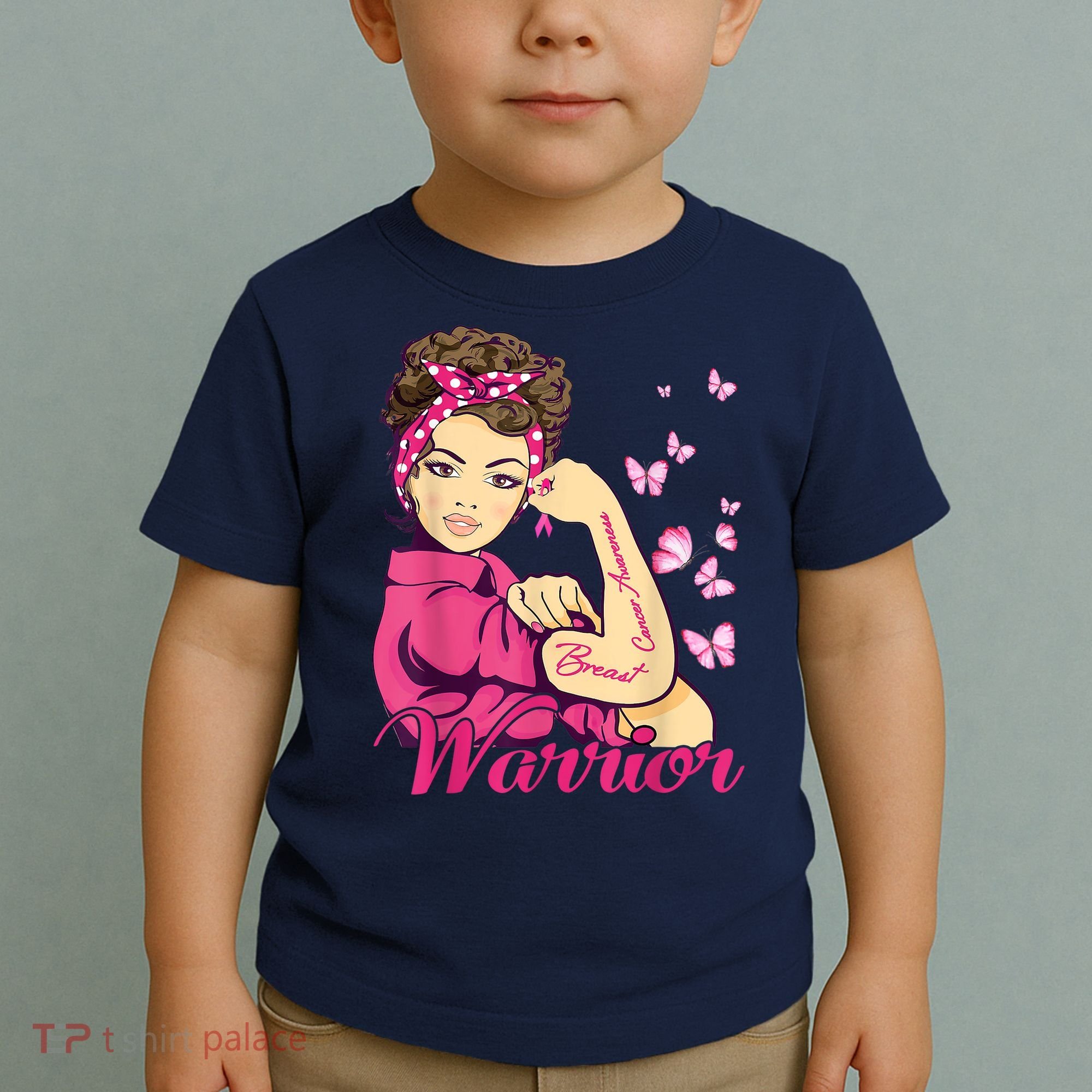 Breast Cancer Warrior Rosie Riveter Pink Ribbon Unbreakable Toddler T-Shirt