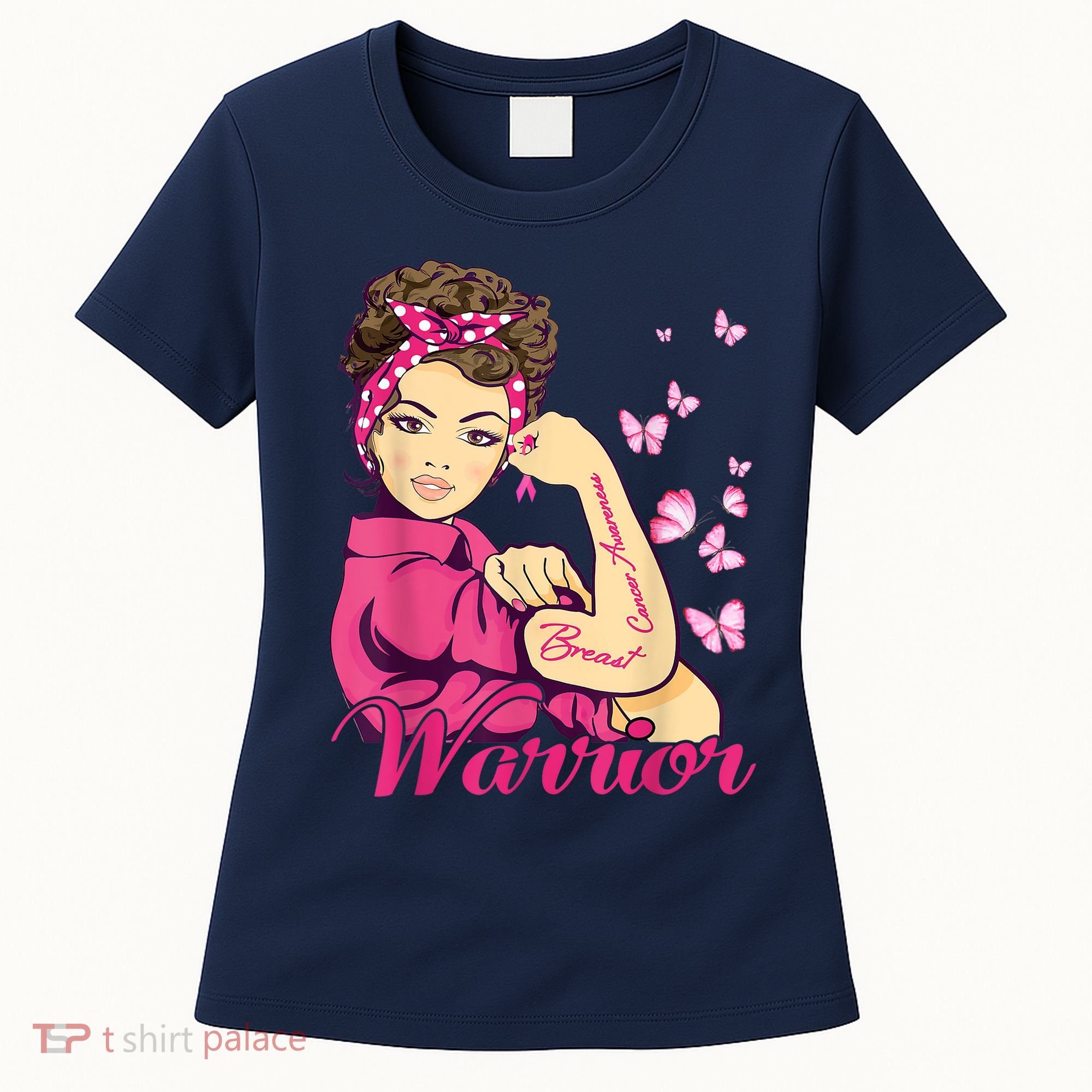 Breast Cancer Warrior Rosie Riveter Pink Ribbon Unbreakable Women's T-Shirt