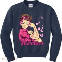 Breast Cancer Warrior Rosie Riveter Pink Ribbon Unbreakable Kids Sweatshirt thumb 0