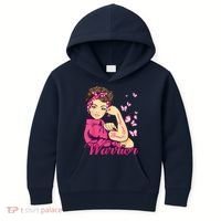 Breast Cancer Warrior Rosie Riveter Pink Ribbon Unbreakable Kids Hoodie thumb 0