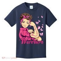 Breast Cancer Warrior Rosie Riveter Pink Ribbon Unbreakable Kids T-Shirt thumb 0