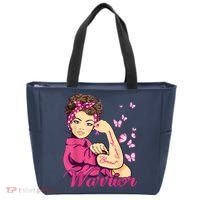 Breast Cancer Warrior Rosie Riveter Pink Ribbon Unbreakable Tote Bag thumb 0