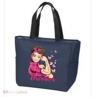 Breast Cancer Warrior Rosie Riveter Pink Ribbon Unbreakable Tote Bag thumb 3