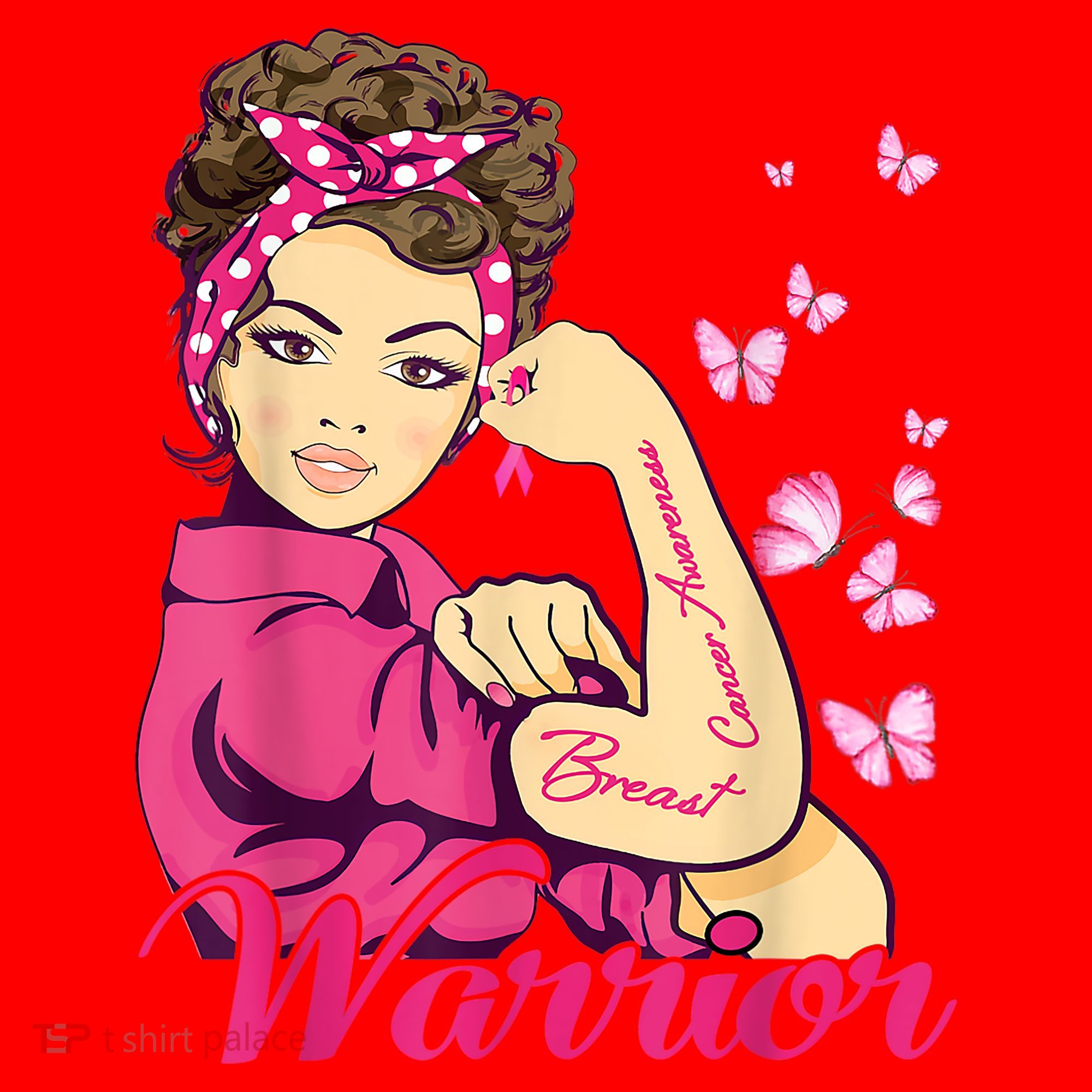 Breast Cancer Warrior Rosie Riveter Pink Ribbon Unbreakable Santa Hat