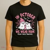 Breast Cancer Women Shirts Halloween In October We Wear Pink_ T-Shirt thumb 3