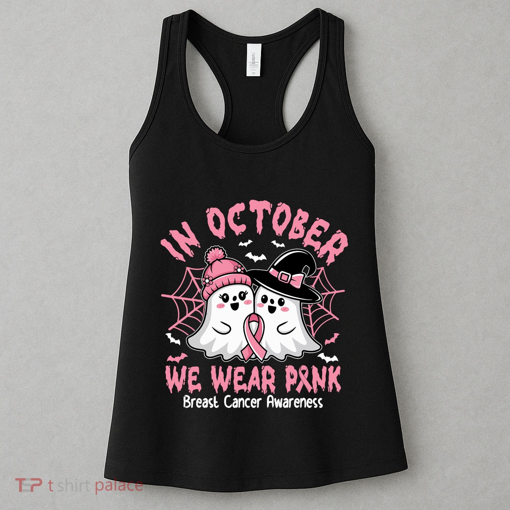 Breast Cancer Women Shirts Halloween In October We Wear Pink_ Women's Tank Top