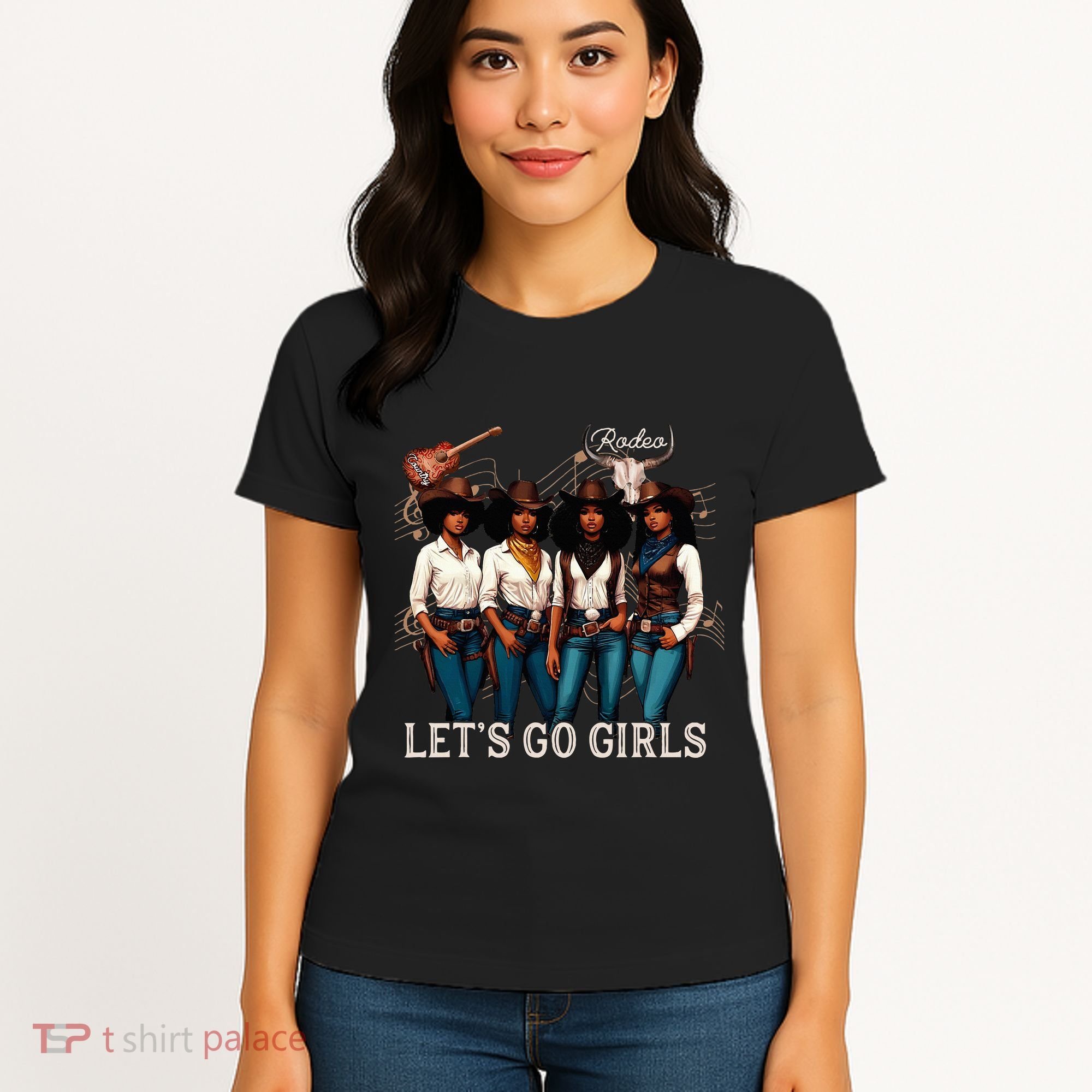 Black Cowgirl Western Rodeo Melanin Juneteenth Texas Women's T-Shirt