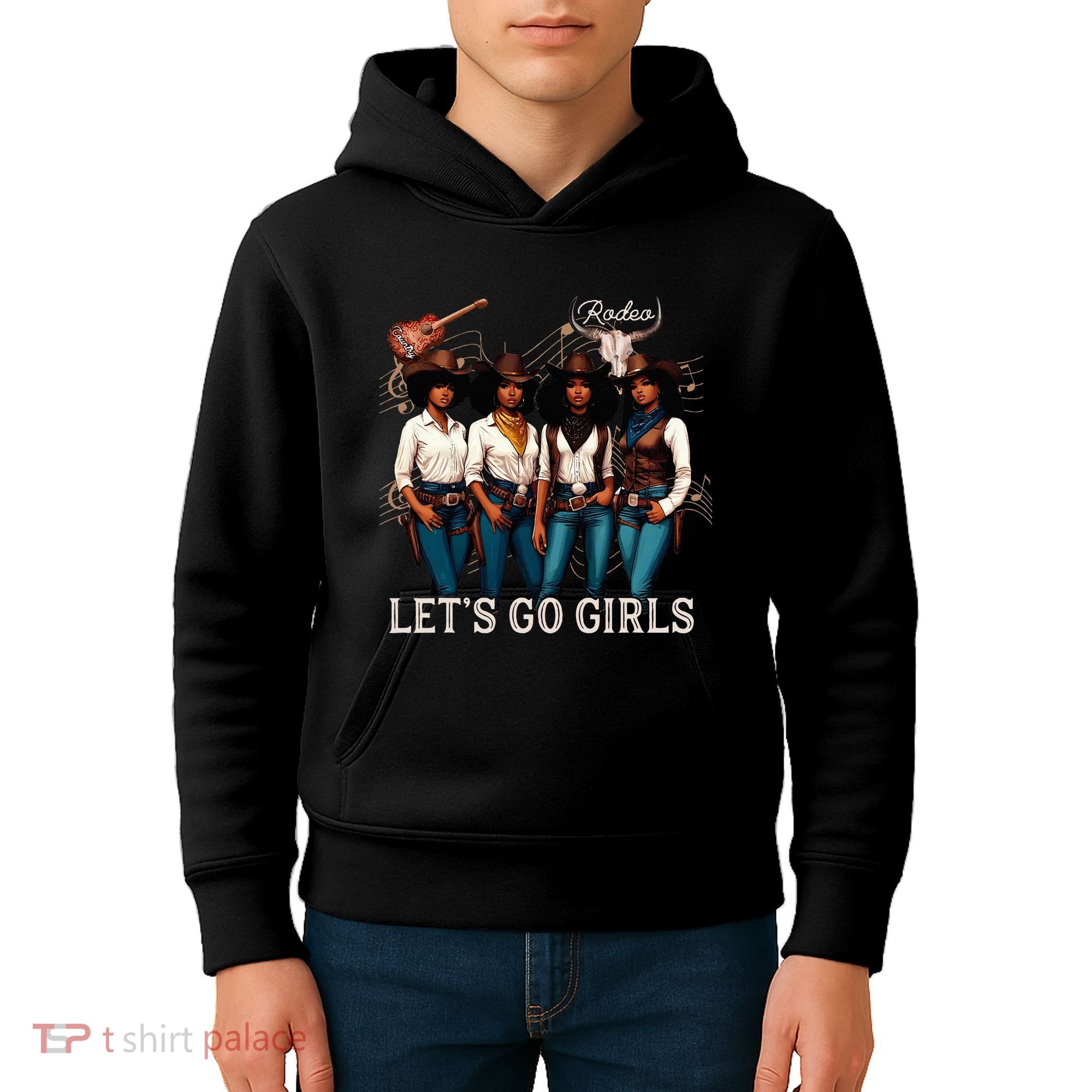 Black Cowgirl Western Rodeo Melanin Juneteenth Texas Kids Hoodie