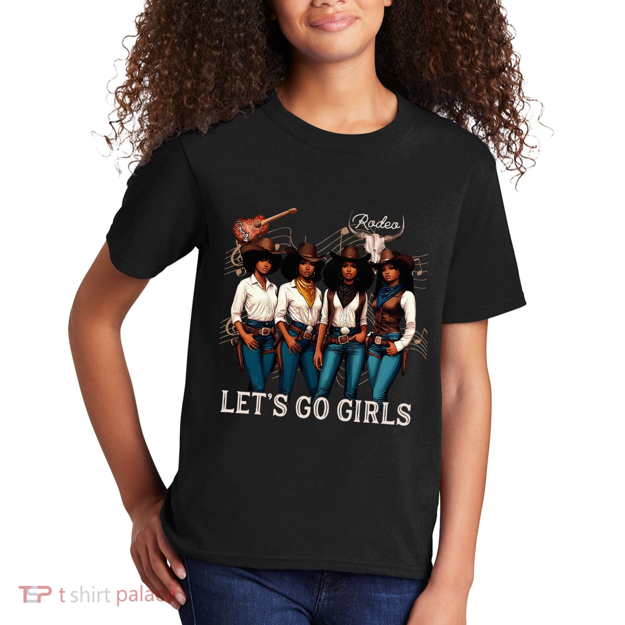Black Cowgirl Western Rodeo Melanin Juneteenth Texas Kids T-Shirt