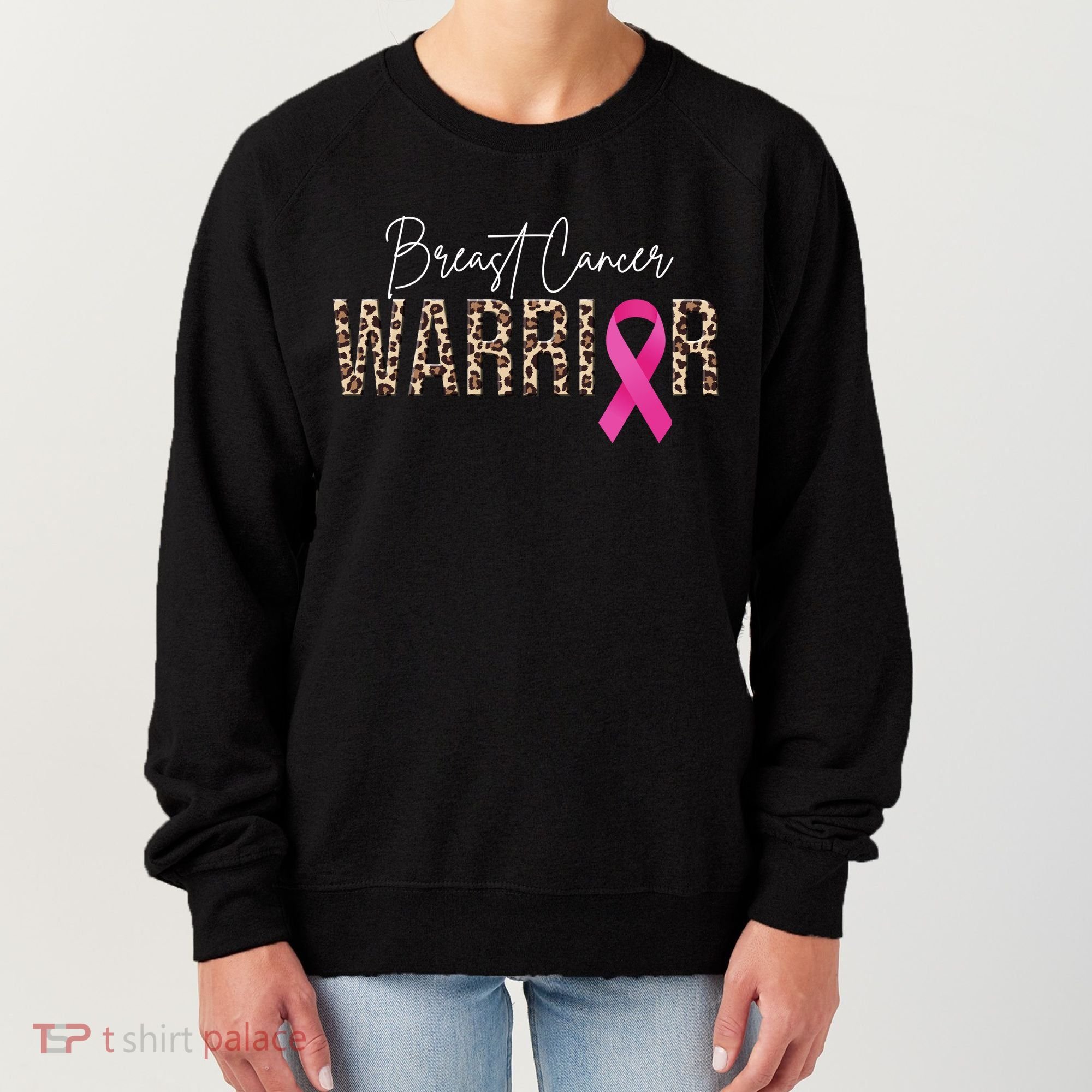 Breast Cancer Warrior Pink Ribbon Cheetah Women's Sweatshirt