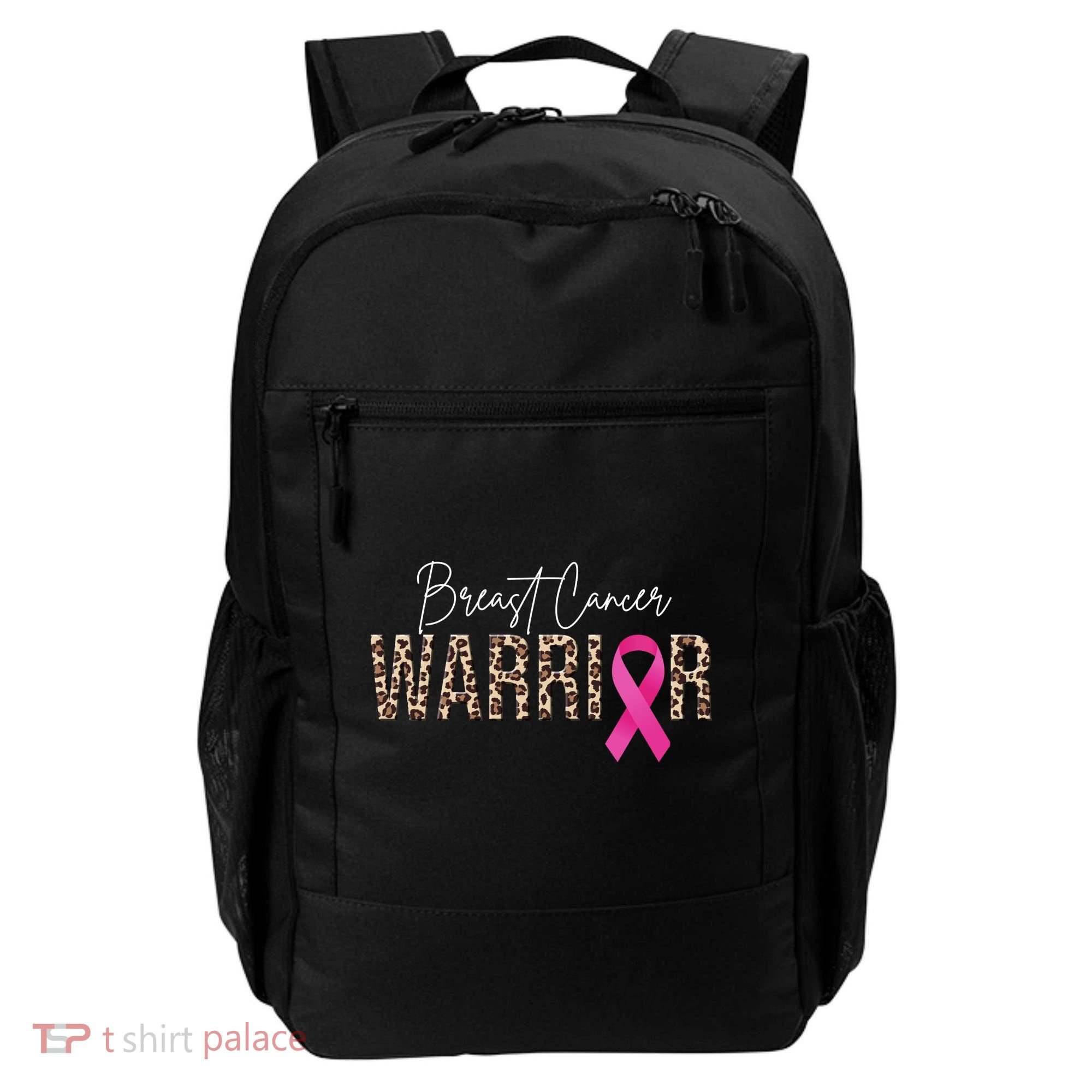 Breast Cancer Warrior Pink Ribbon Cheetah Backpack