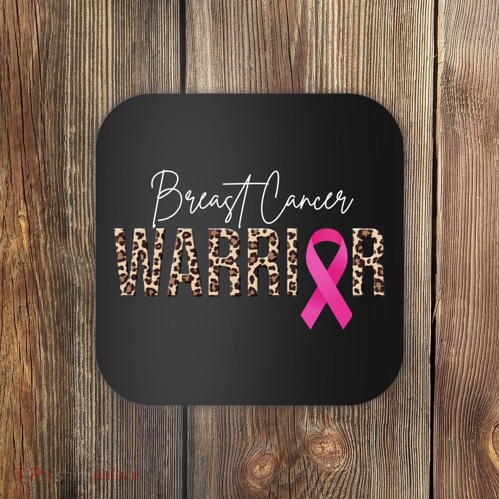 Breast Cancer Warrior Pink Ribbon Cheetah Coaster