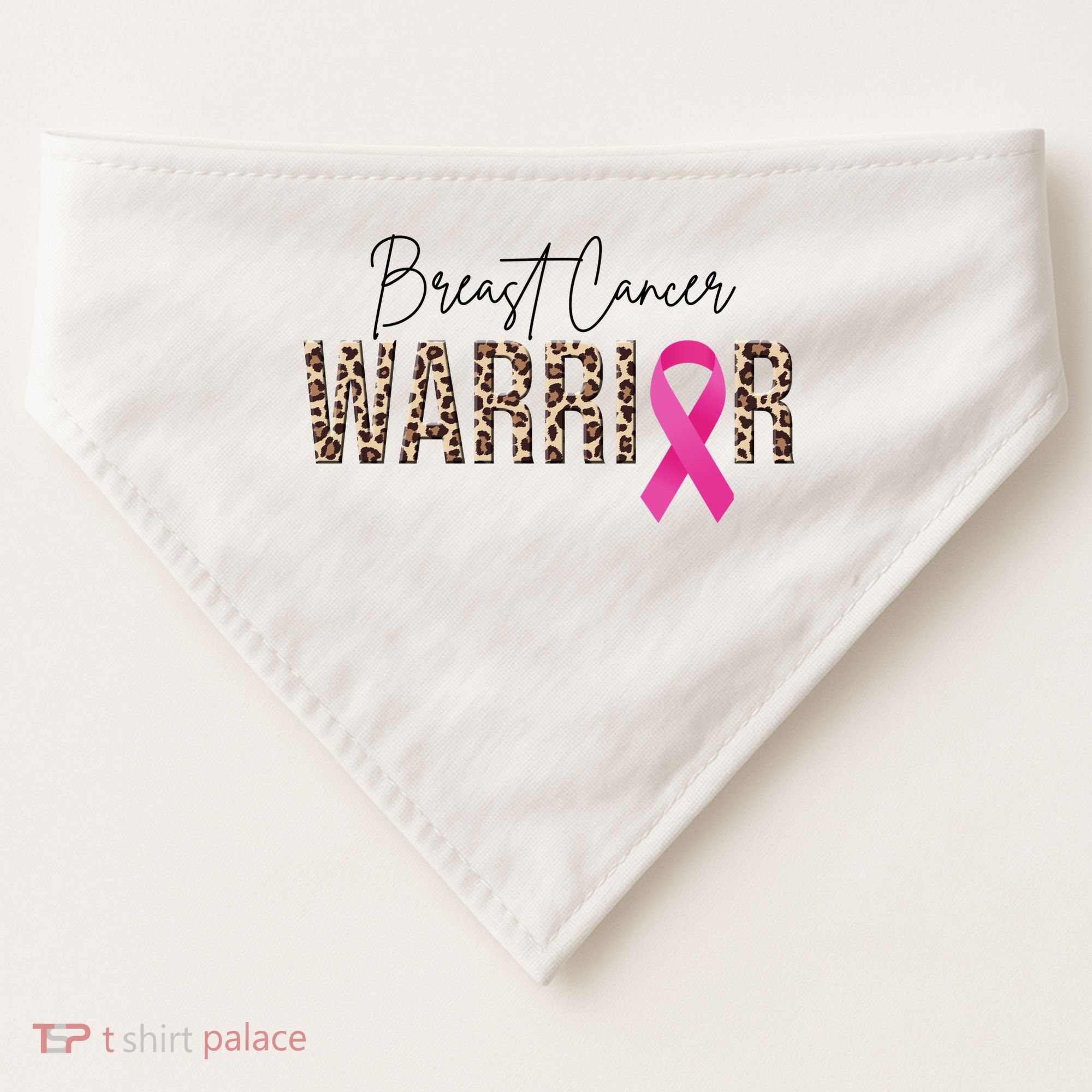 Breast Cancer Warrior Pink Ribbon Cheetah USA-Made Doggie Bandana