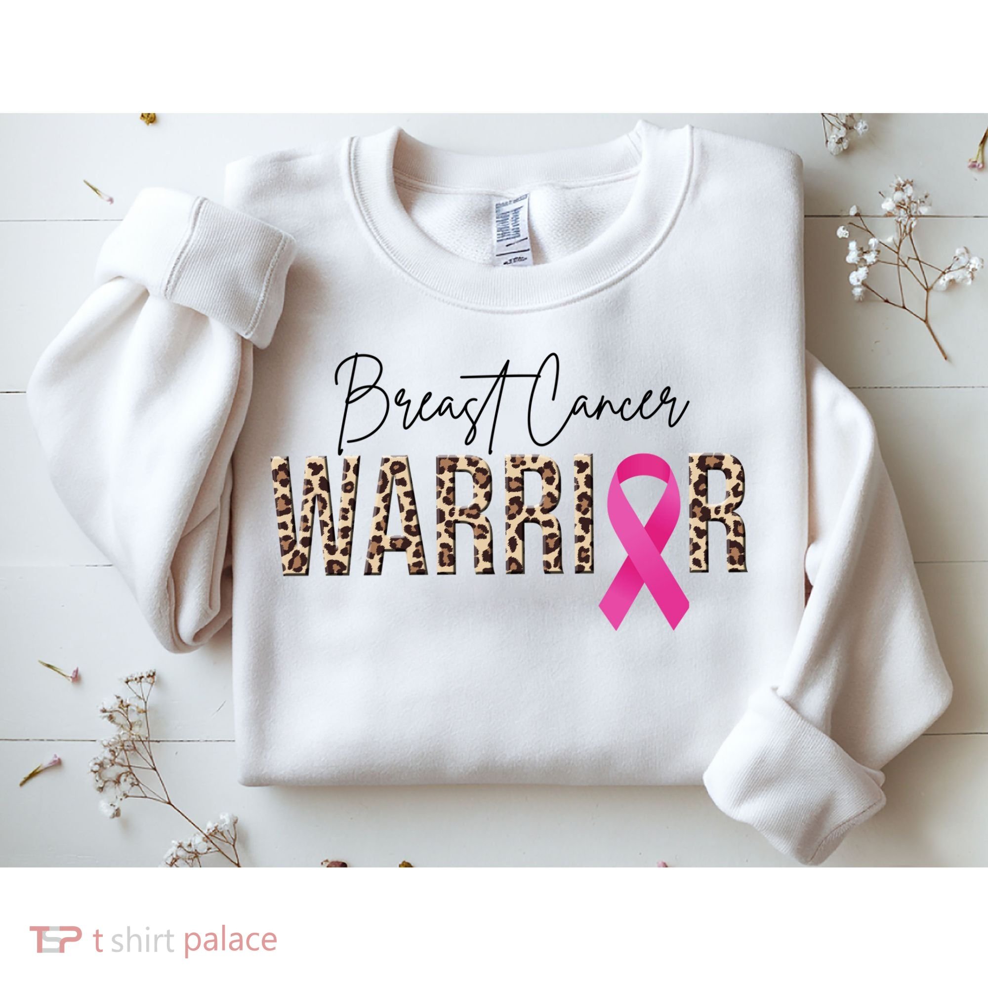 Breast Cancer Warrior Pink Ribbon Cheetah Sweatshirt