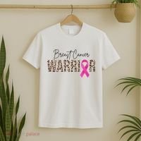 Breast Cancer Warrior Pink Ribbon Cheetah T-Shirt thumb 2