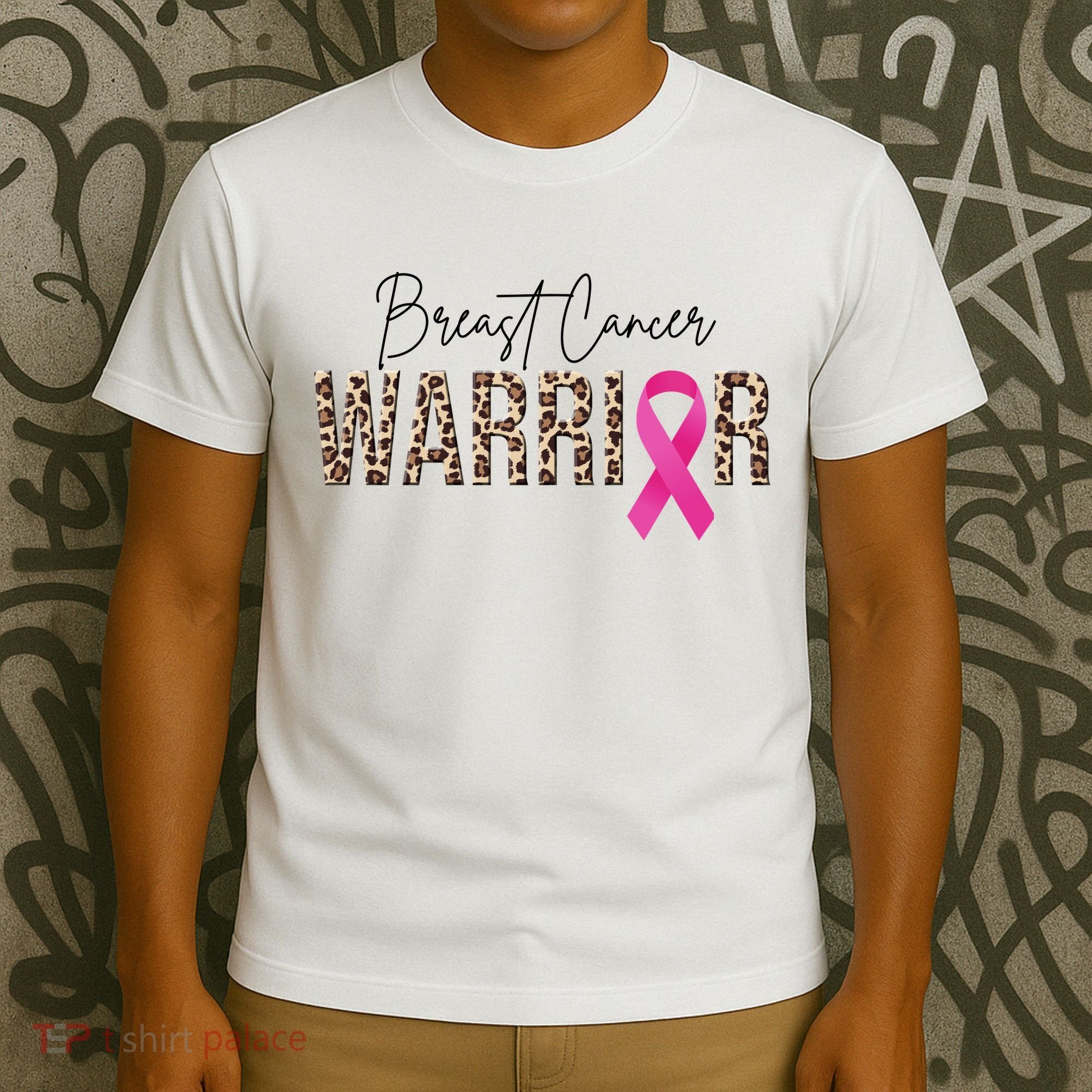 Breast Cancer Warrior Pink Ribbon Cheetah T-Shirt
