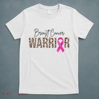 Breast Cancer Warrior Pink Ribbon Cheetah T-Shirt thumb 5