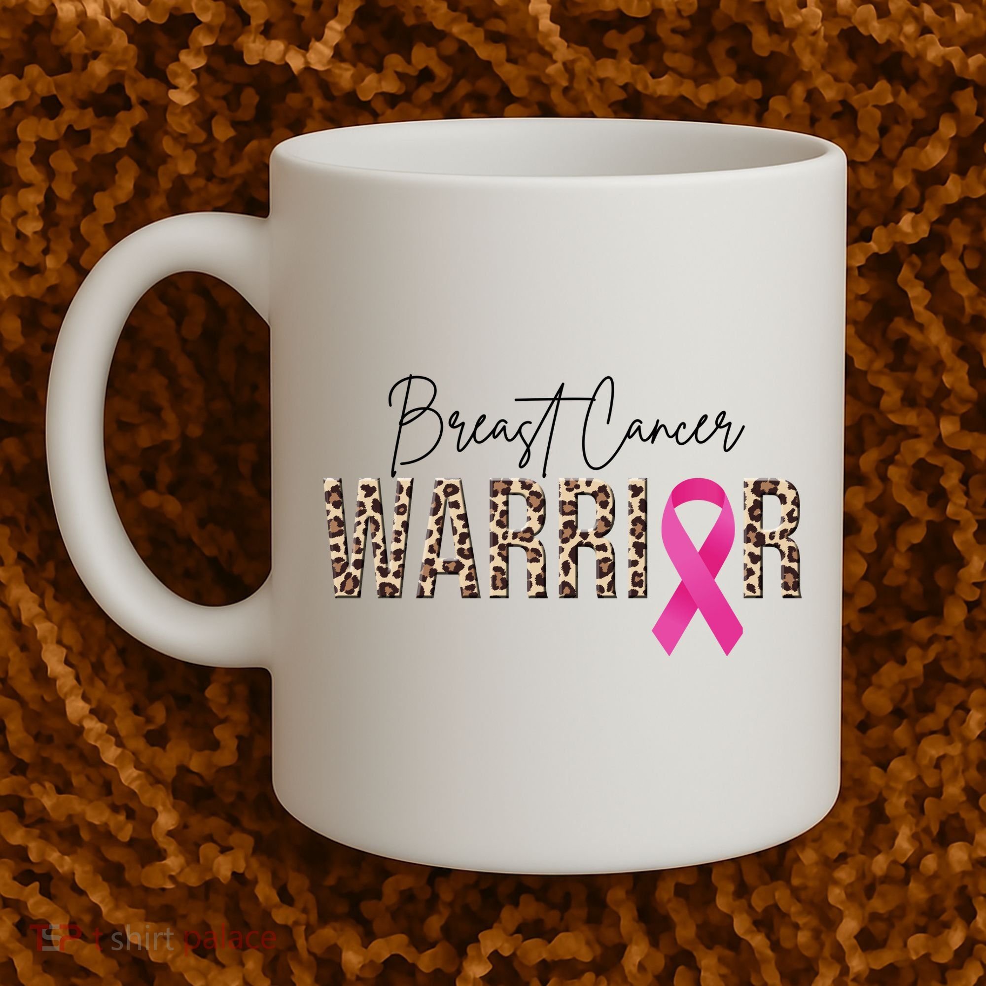 Breast Cancer Warrior Pink Ribbon Cheetah Coffee Mug