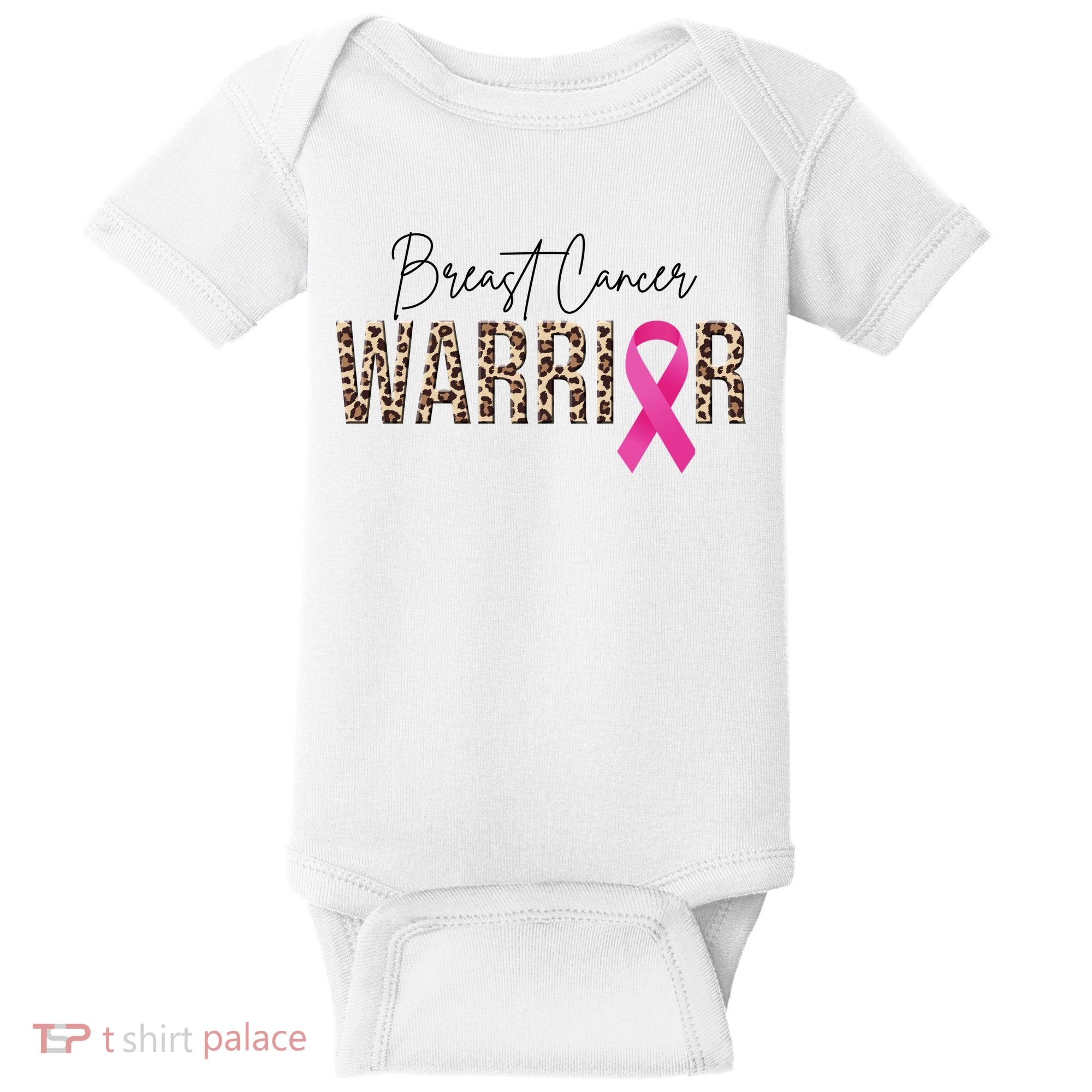 Breast Cancer Warrior Pink Ribbon Cheetah Baby Bodysuit