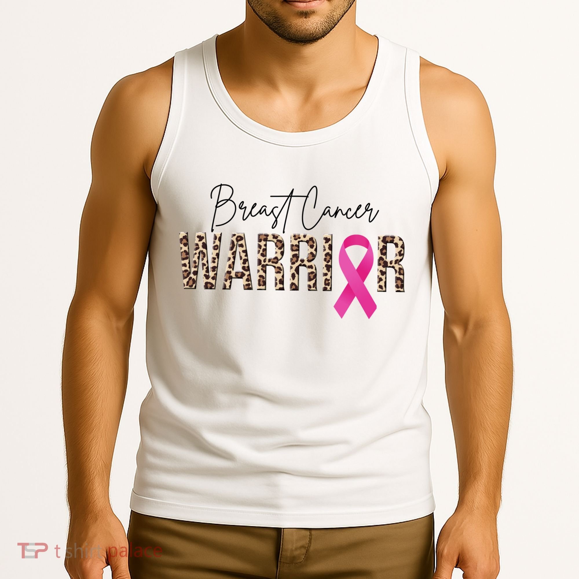 Breast Cancer Warrior Pink Ribbon Cheetah Tank Top