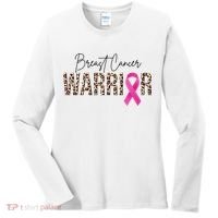Breast Cancer Warrior Pink Ribbon Cheetah Women's Long Sleeve Shirt thumb 0